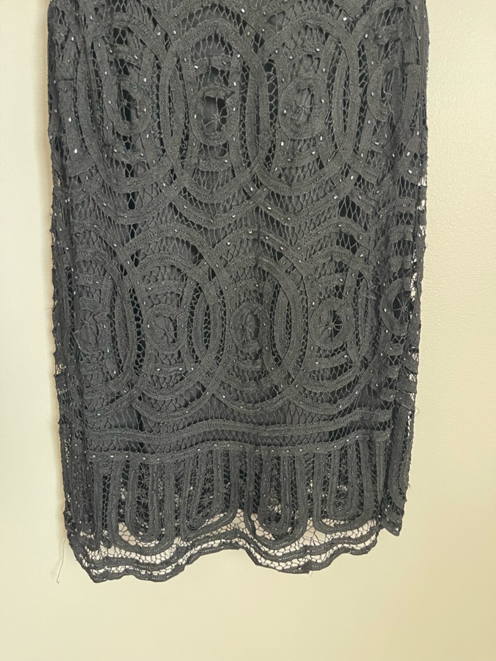 CACHE | Black Beaded Lace Midi Dress Sz S - Picture 4 of 10
